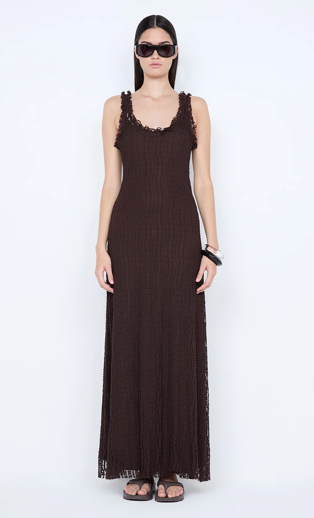 EMARETTA SCOOP MAXI DRESS - DARK CHOCOLATE - Image 3