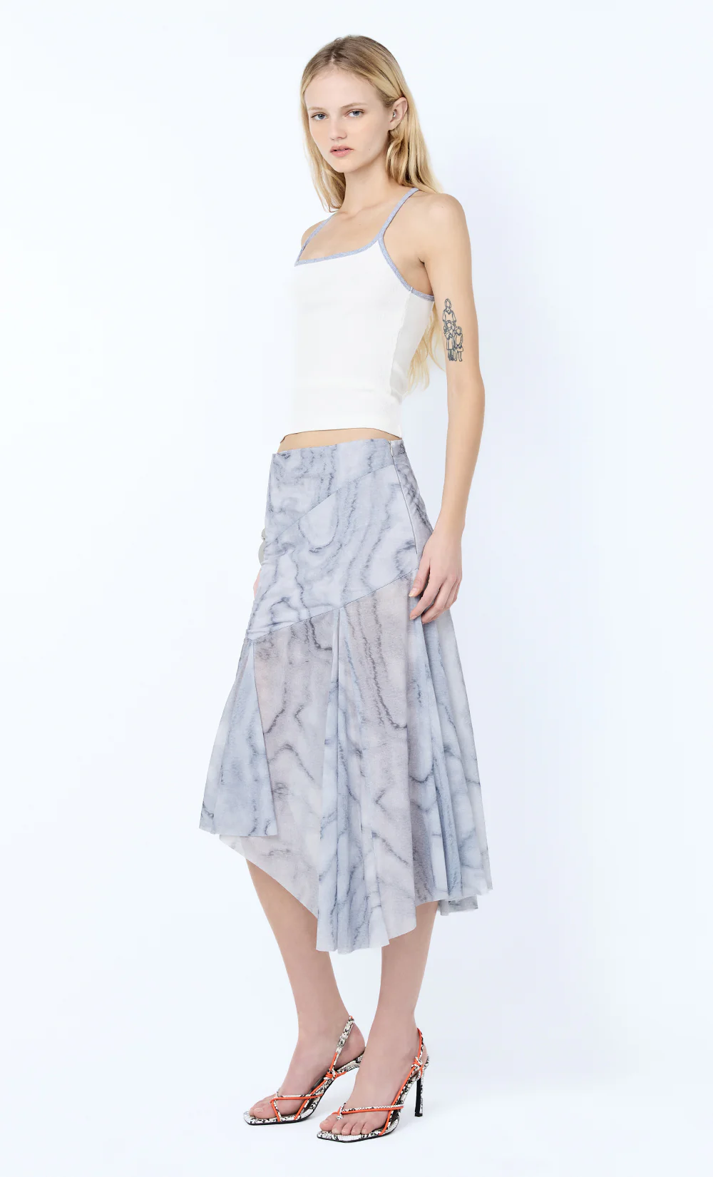 ETIENNE ASYM MIDI SKIRT - WOODGRAIN - Image 3