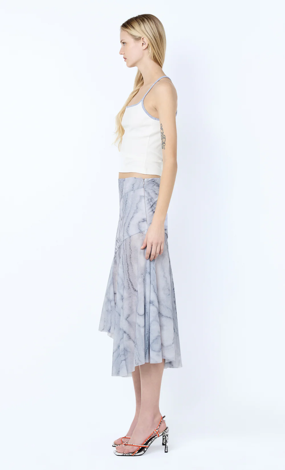 ETIENNE ASYM MIDI SKIRT - WOODGRAIN - Image 4