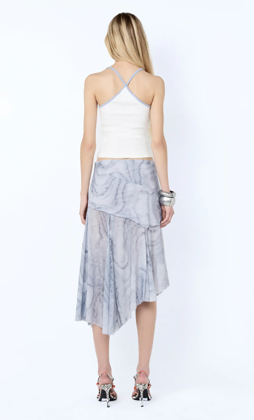 ETIENNE ASYM MIDI SKIRT - WOODGRAIN - Image 5