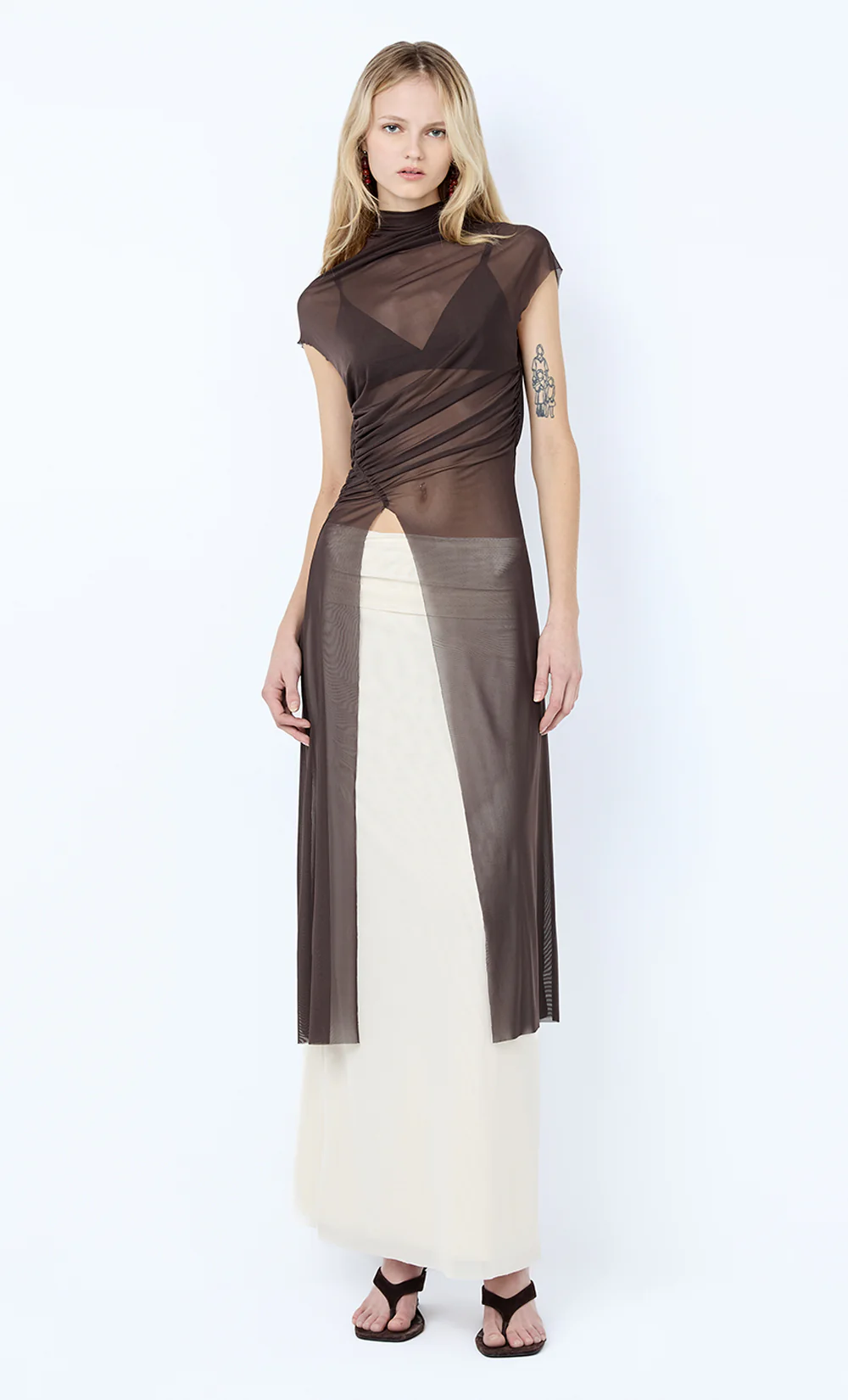EVA SPLIT TUNIC TOP - DARK CHOCOLATE - Image 3