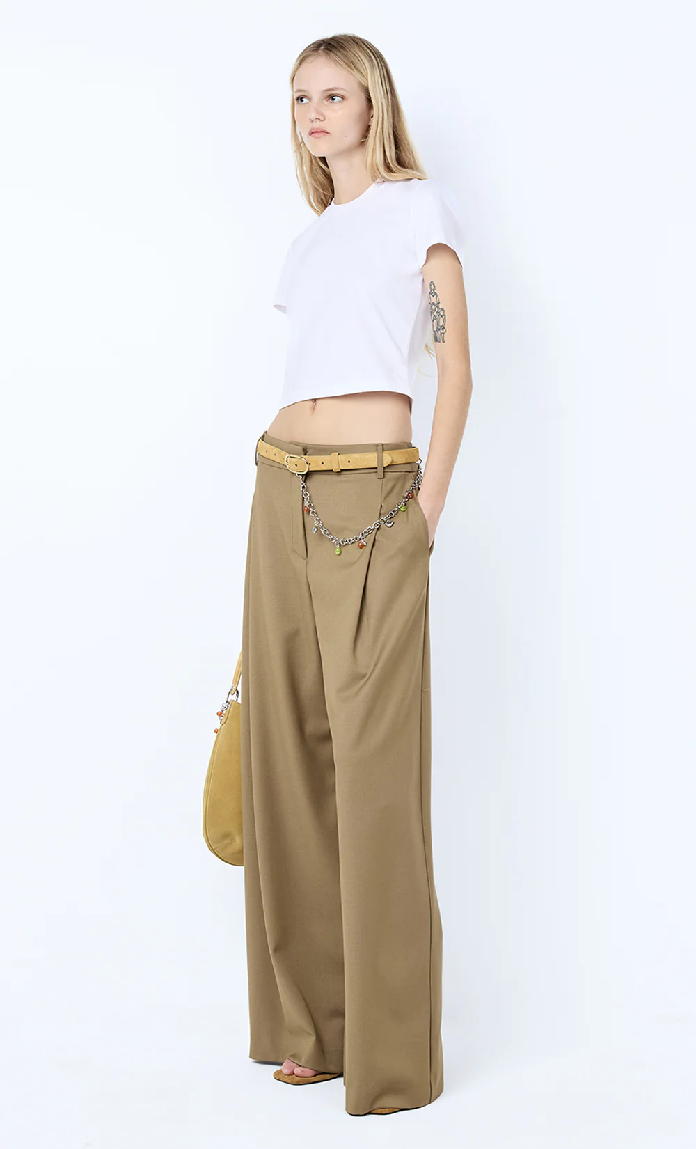FAYE WIDE LEG PANT - OLIVE - Image 2