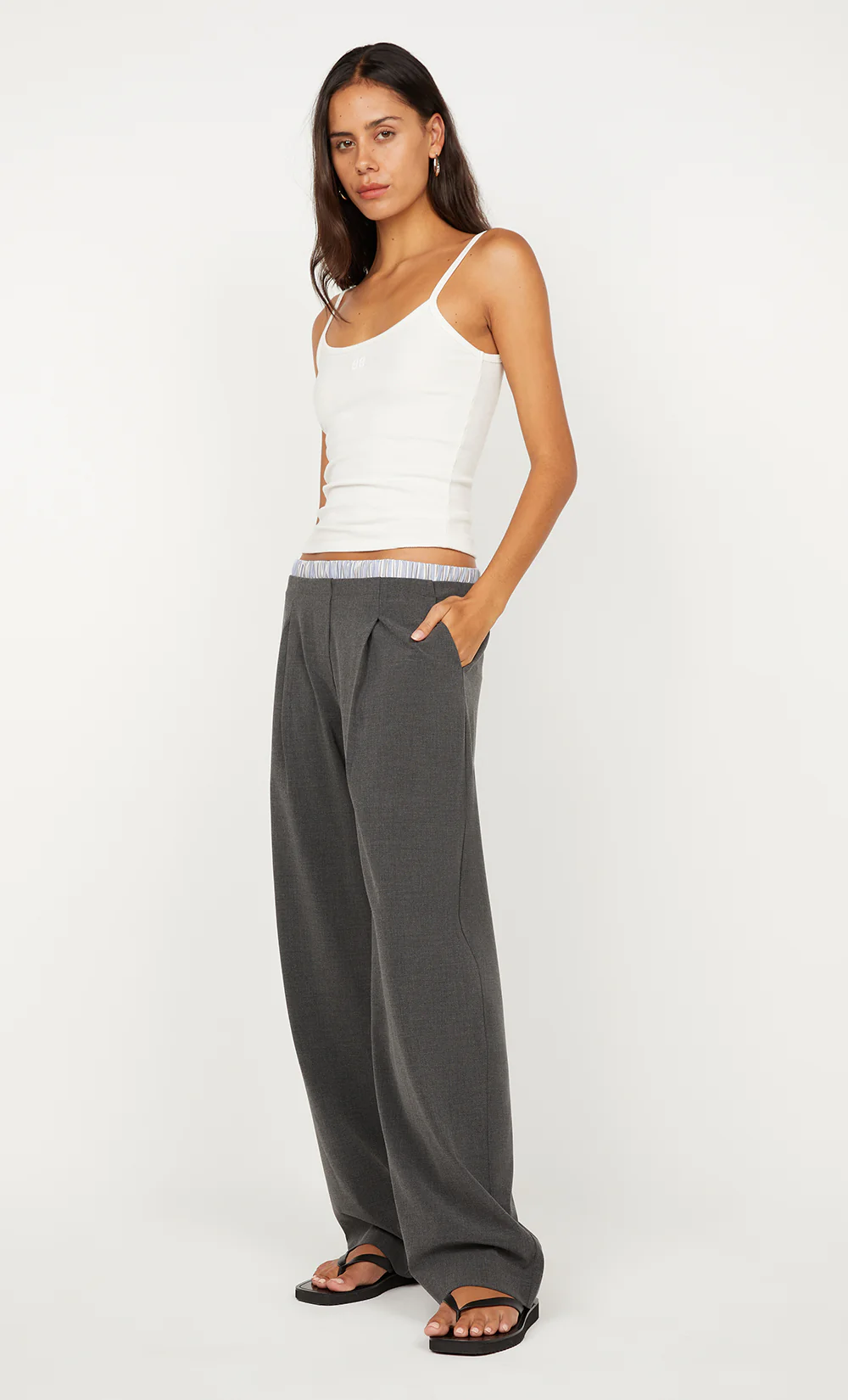 HUGH BOXER PANT - CHARCOAL/SKY BLUE STRIPE - Image 4