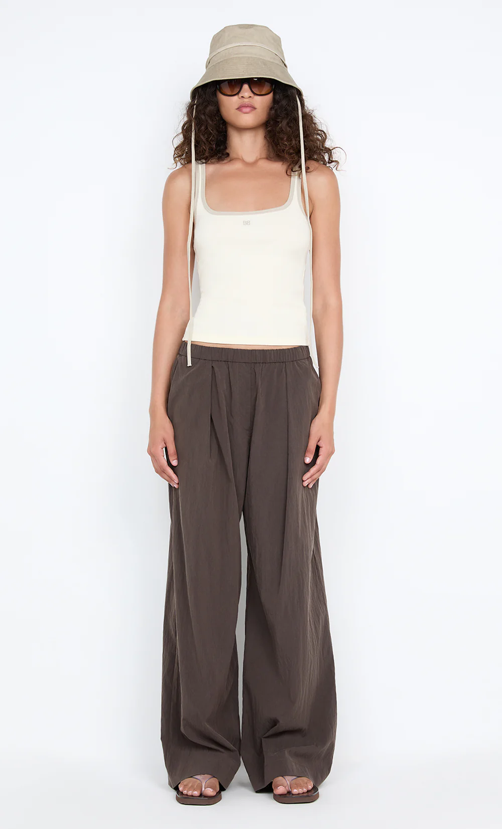 LANA SQUARE NECK TANK - CHALK / CEMENT
