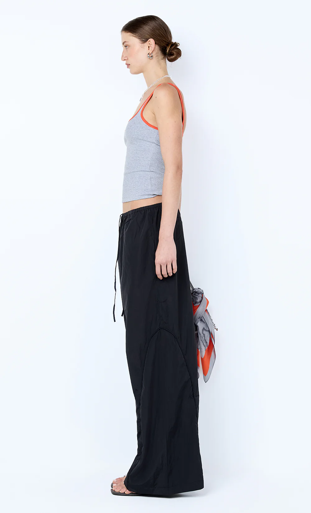 LANA SQUARE NECK TANK - GREY MARLE/TANGERINE - Image 3