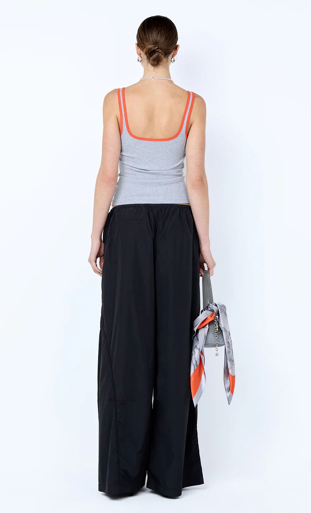 LANA SQUARE NECK TANK - GREY MARLE/TANGERINE - Image 4