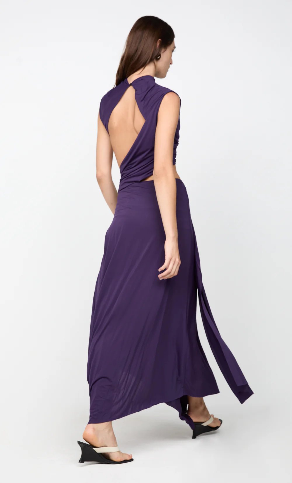 LEILAH DRAPE MIDI DRESS - DEEP VIOLET - Image 3