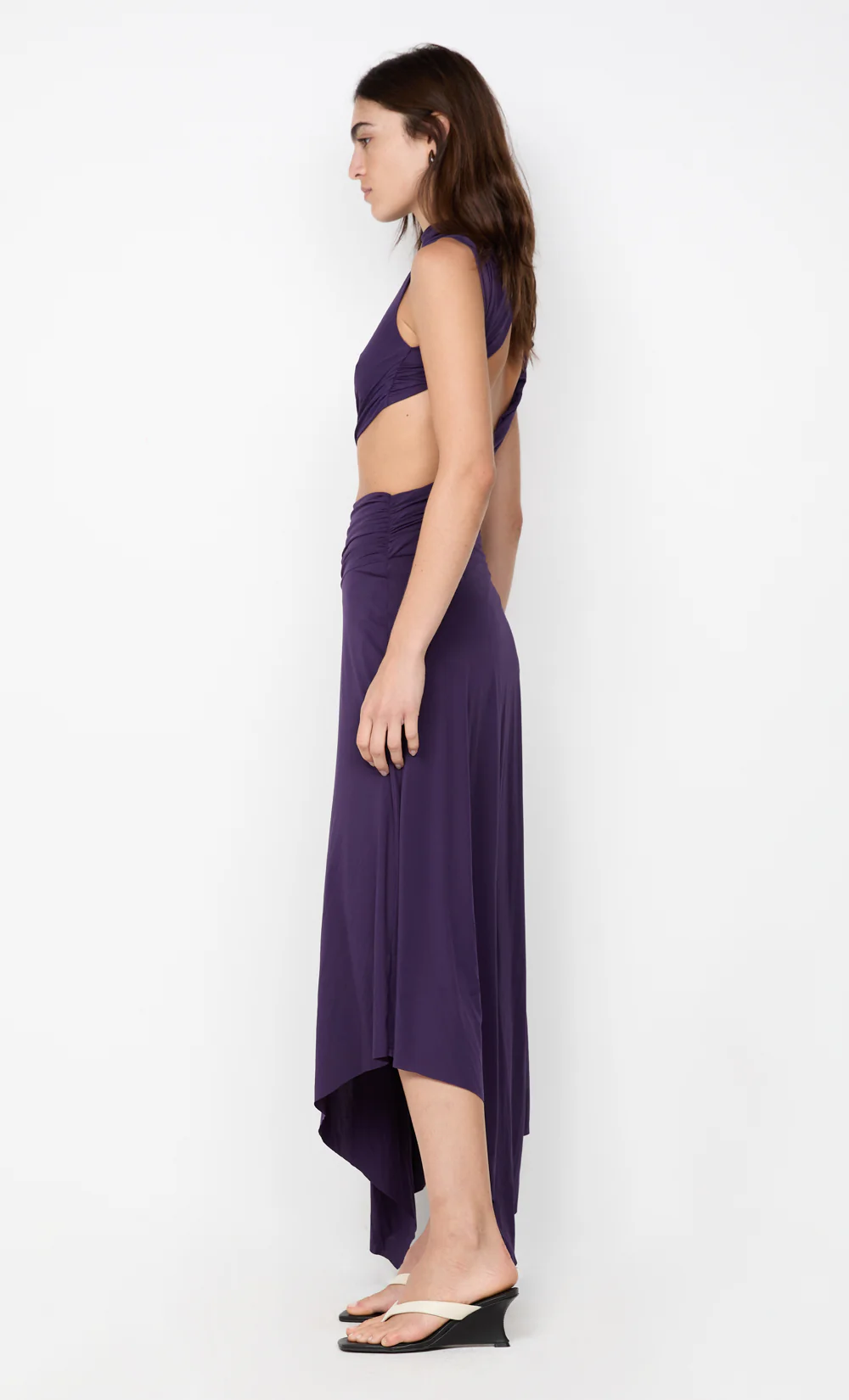 LEILAH DRAPE MIDI DRESS - DEEP VIOLET - Image 6