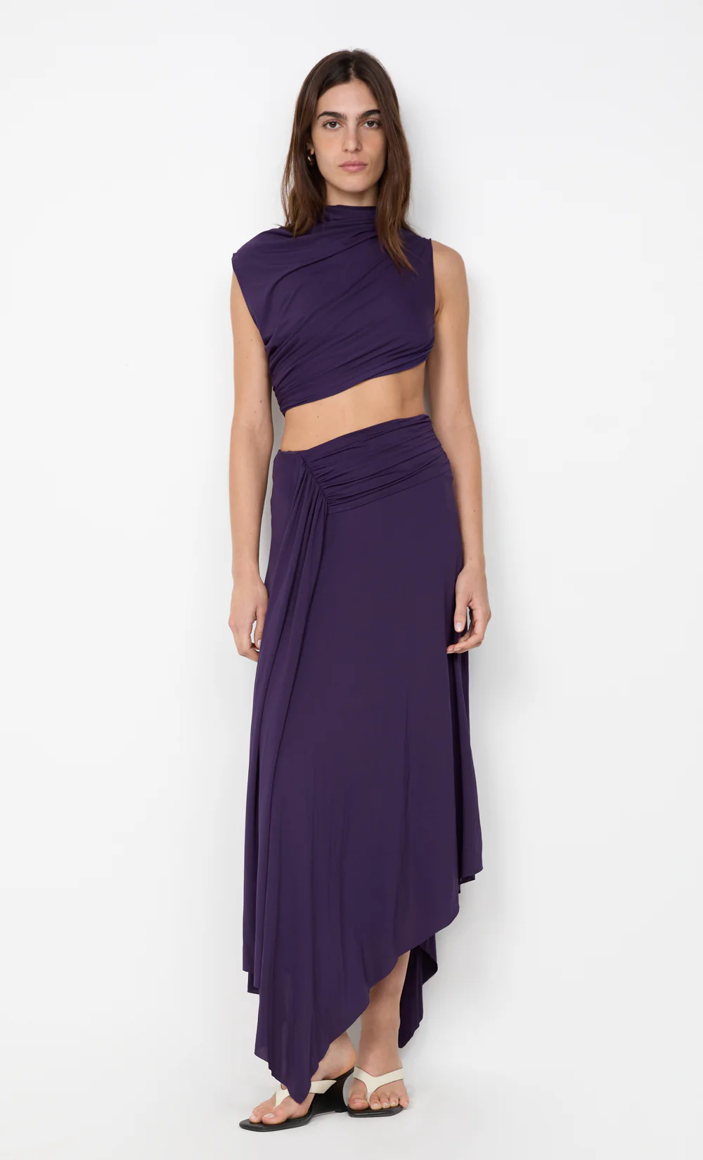 LEILAH DRAPE MIDI DRESS - DEEP VIOLET - Image 7