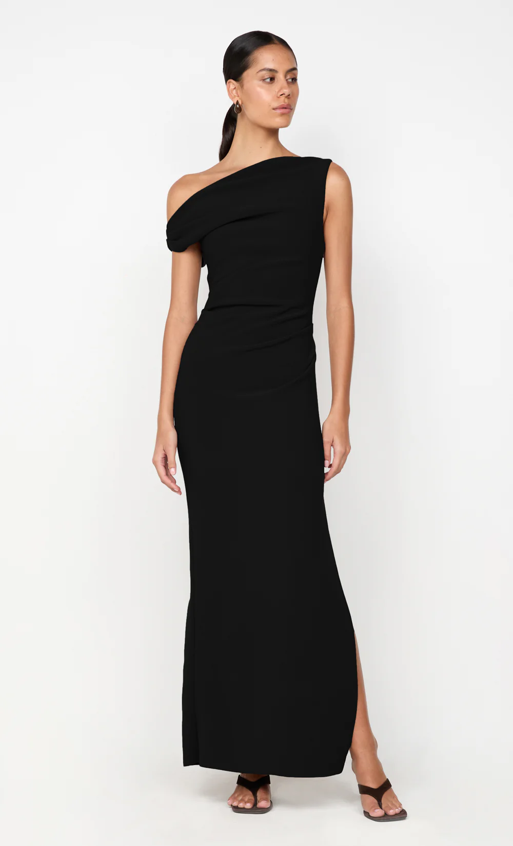 LEORA ASYM MAXI DRESS - BLACK - Image 3