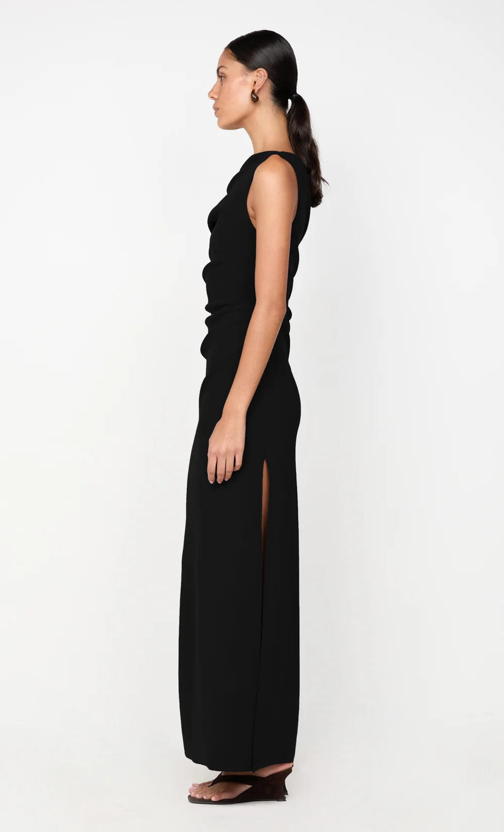 LEORA ASYM MAXI DRESS - BLACK - Image 4