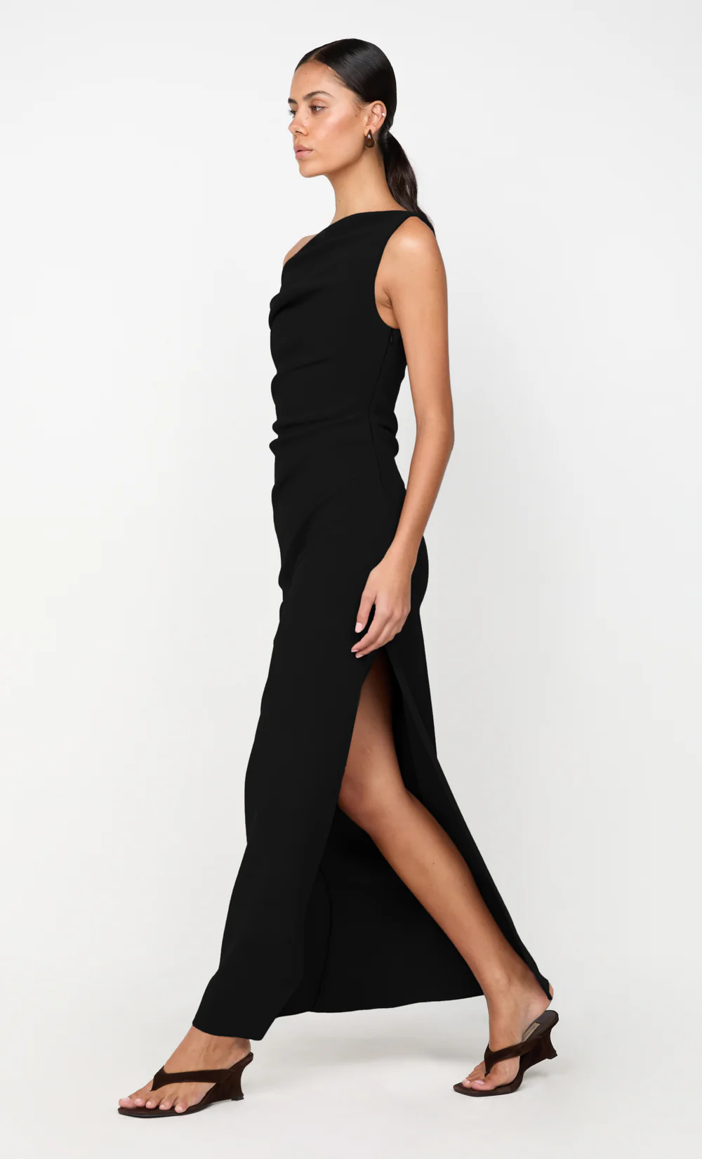 LEORA ASYM MAXI DRESS - BLACK - Image 6