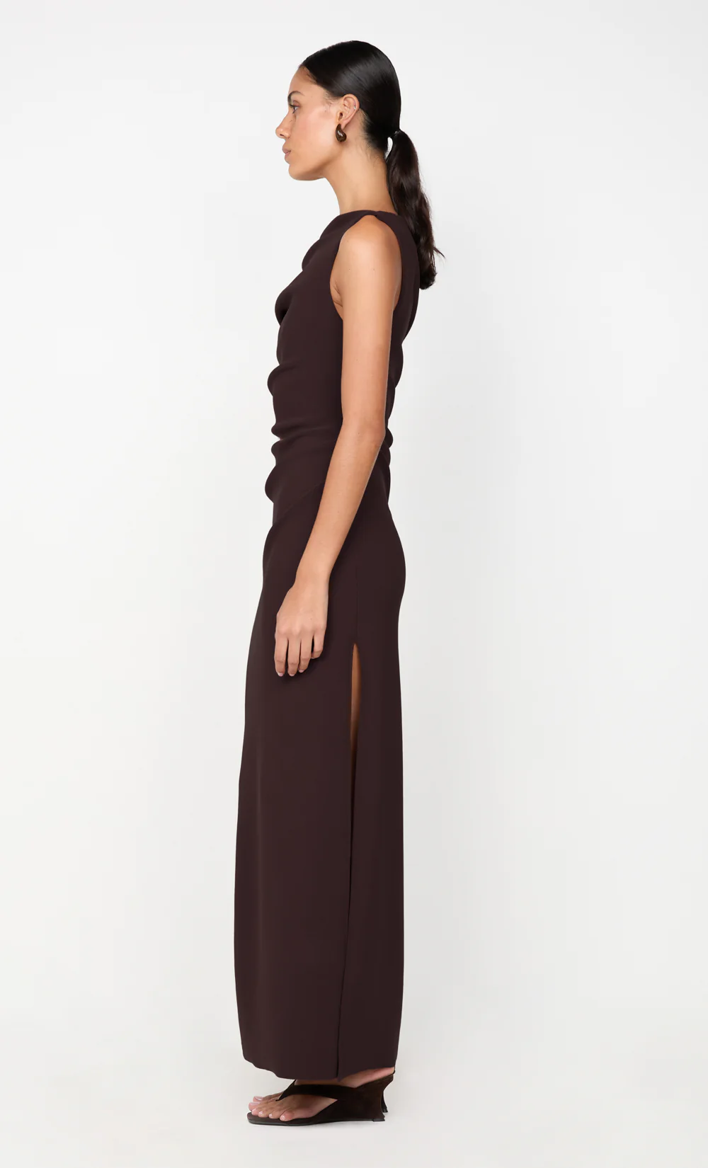 LEORA ASYM MAXI DRESS - DARK CHOCOLATE - Image 3