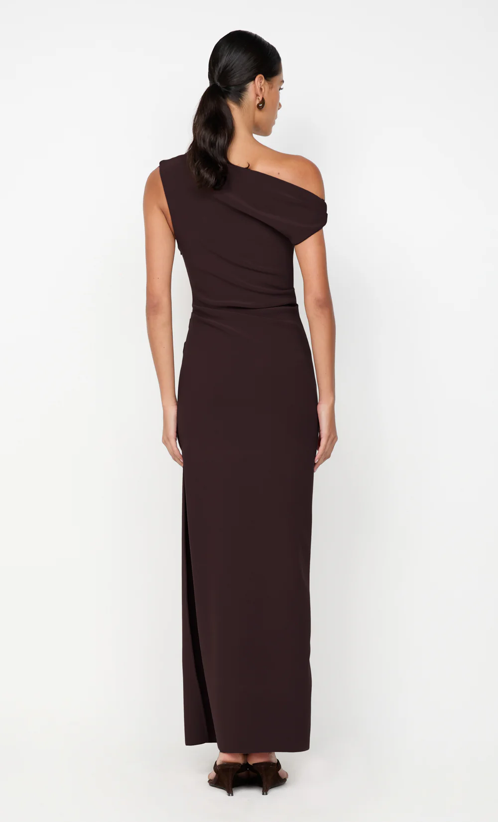 LEORA ASYM MAXI DRESS - DARK CHOCOLATE - Image 4