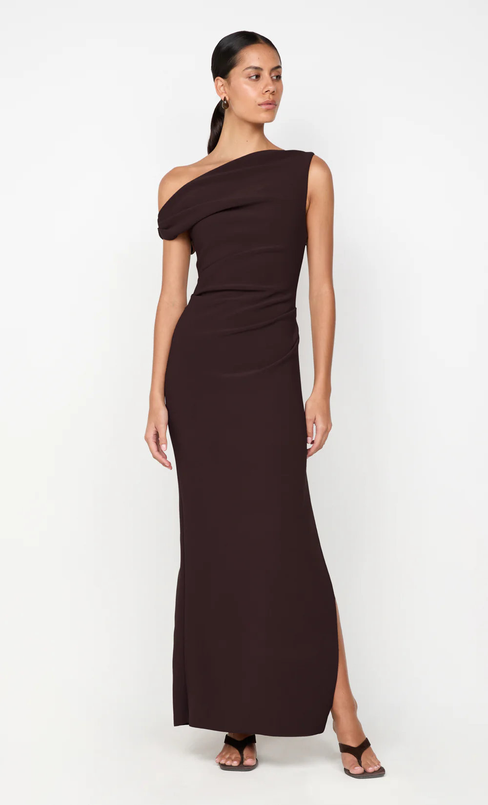 LEORA ASYM MAXI DRESS - DARK CHOCOLATE - Image 6