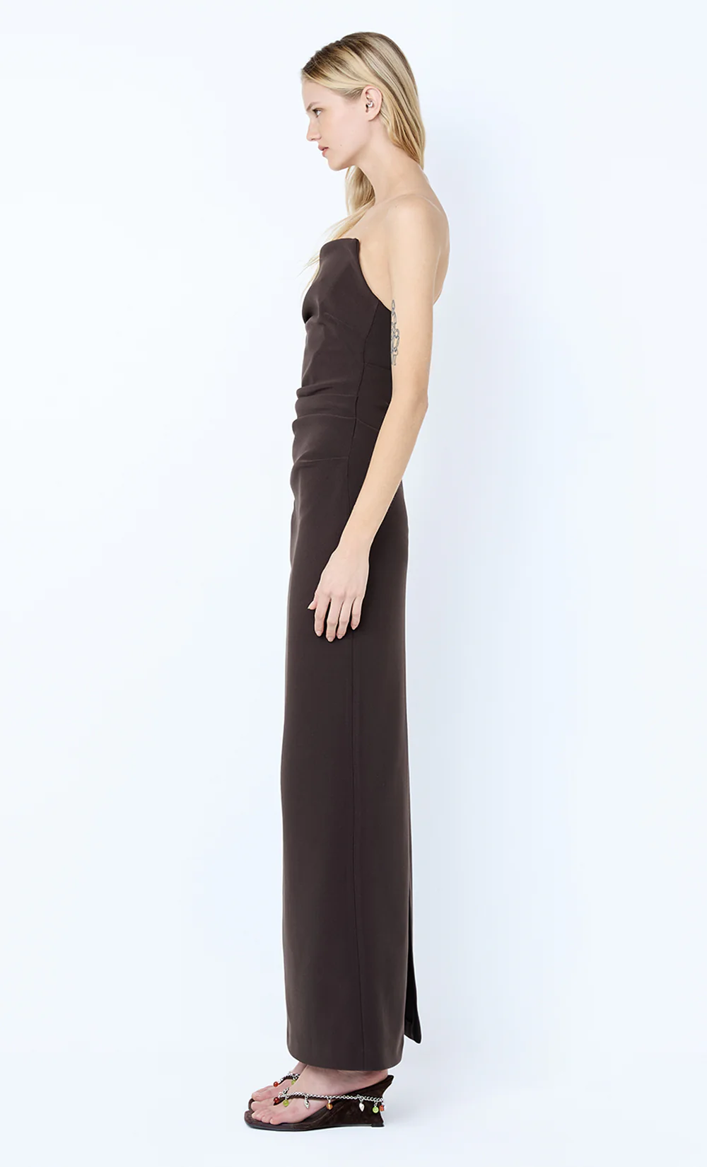 LIOR STRAPLESS DRESS - ESPRESSO - Image 3