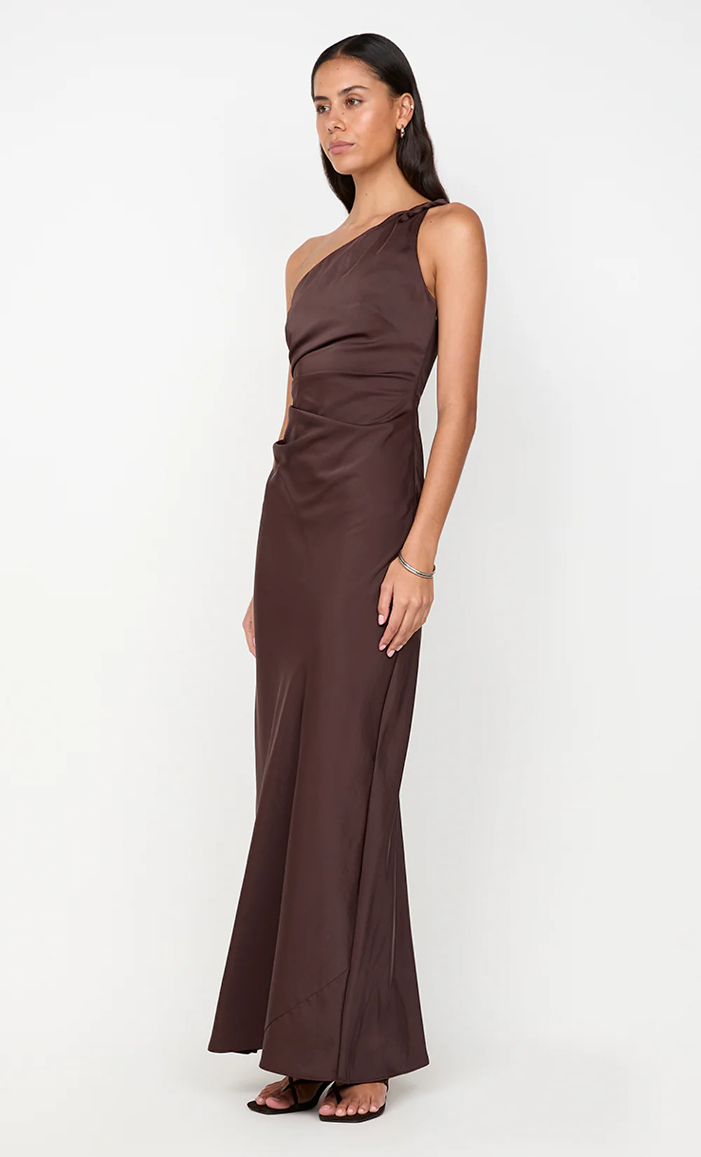 LUNETTA ASYM DRESS - DARK CHOCOLATE - Image 3