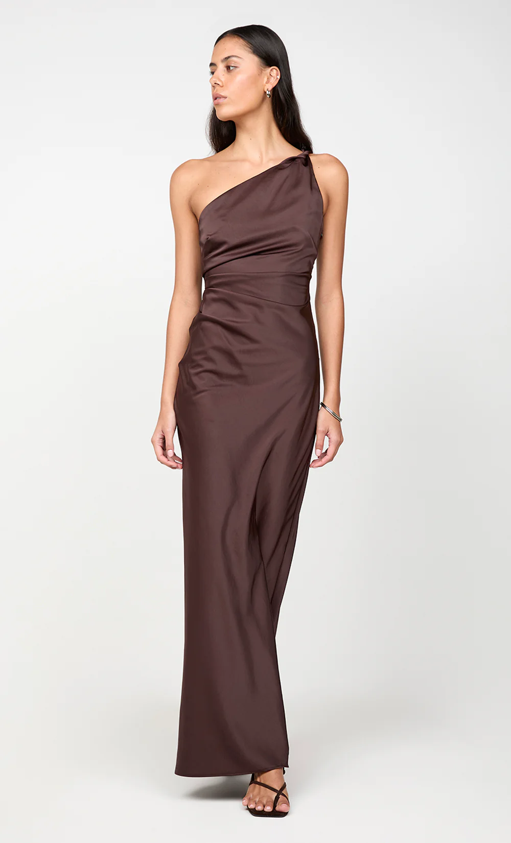 LUNETTA ASYM DRESS - DARK CHOCOLATE - Image 4