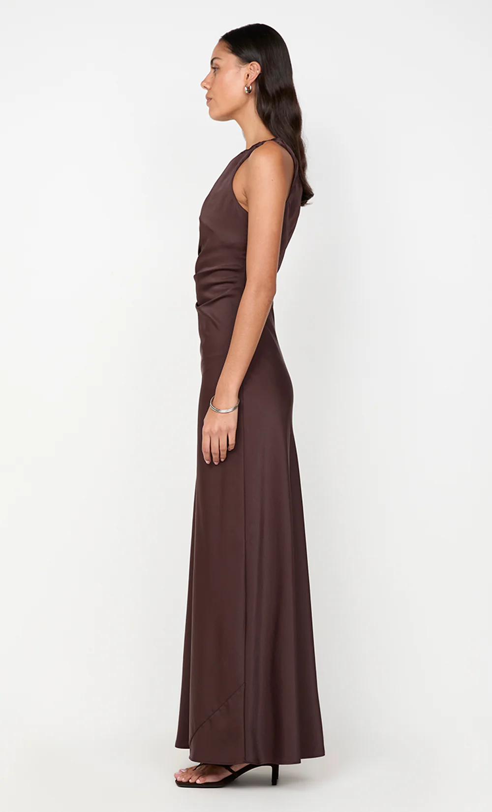 LUNETTA ASYM DRESS - DARK CHOCOLATE - Image 5