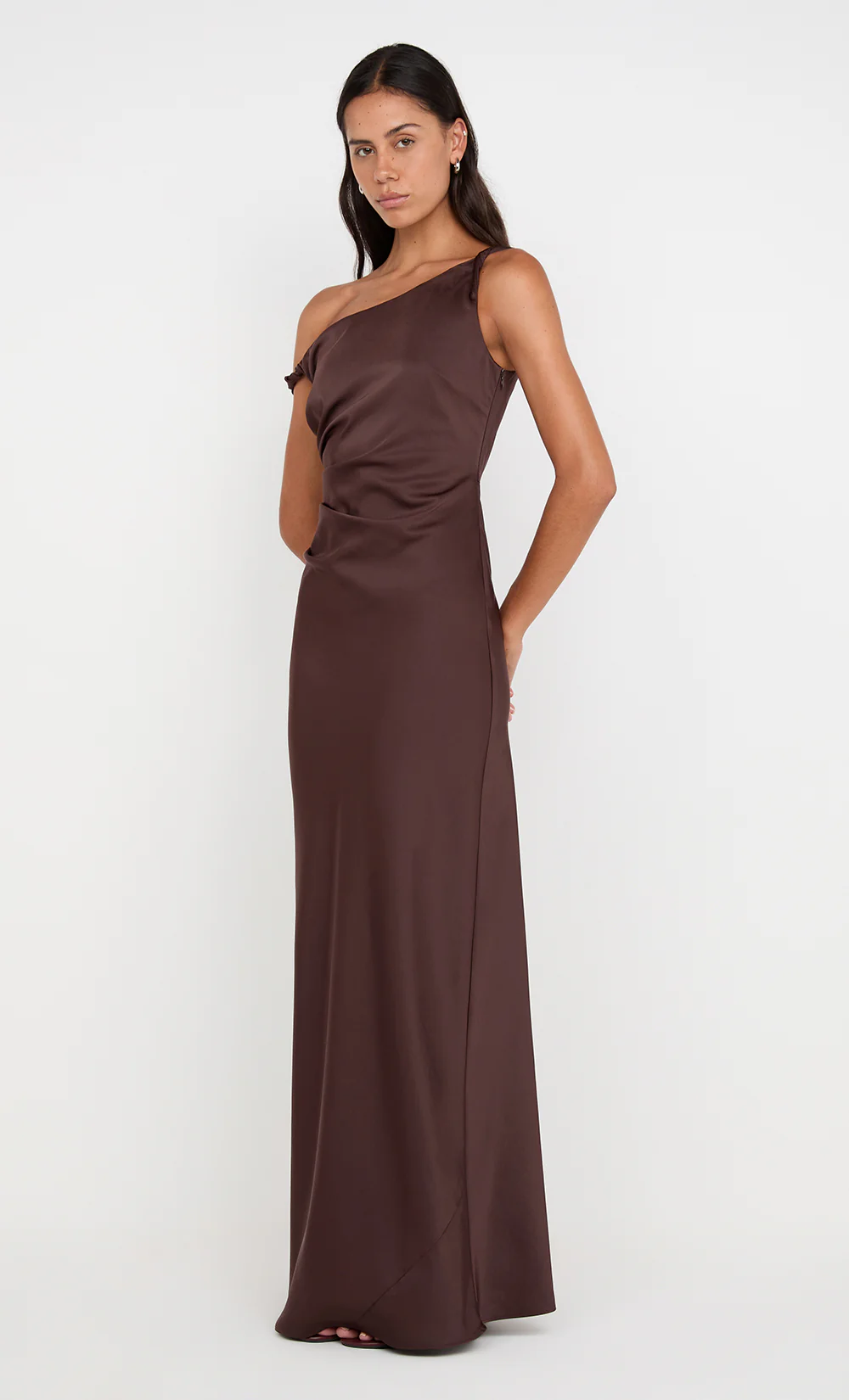 LUNETTA TWIST STRAP DRESS - DARK CHOCOLATE - Image 3
