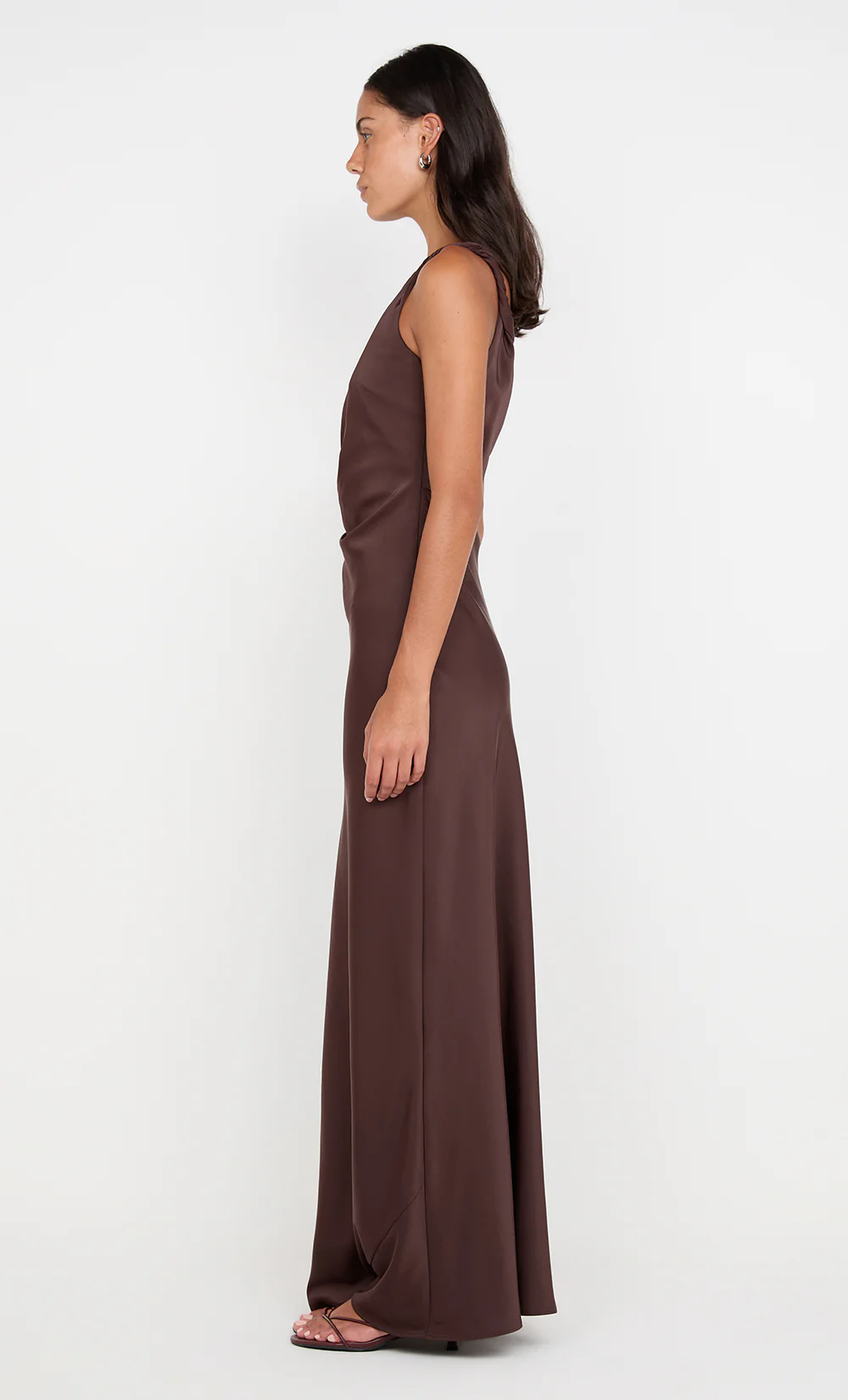 LUNETTA TWIST STRAP DRESS - DARK CHOCOLATE - Image 4