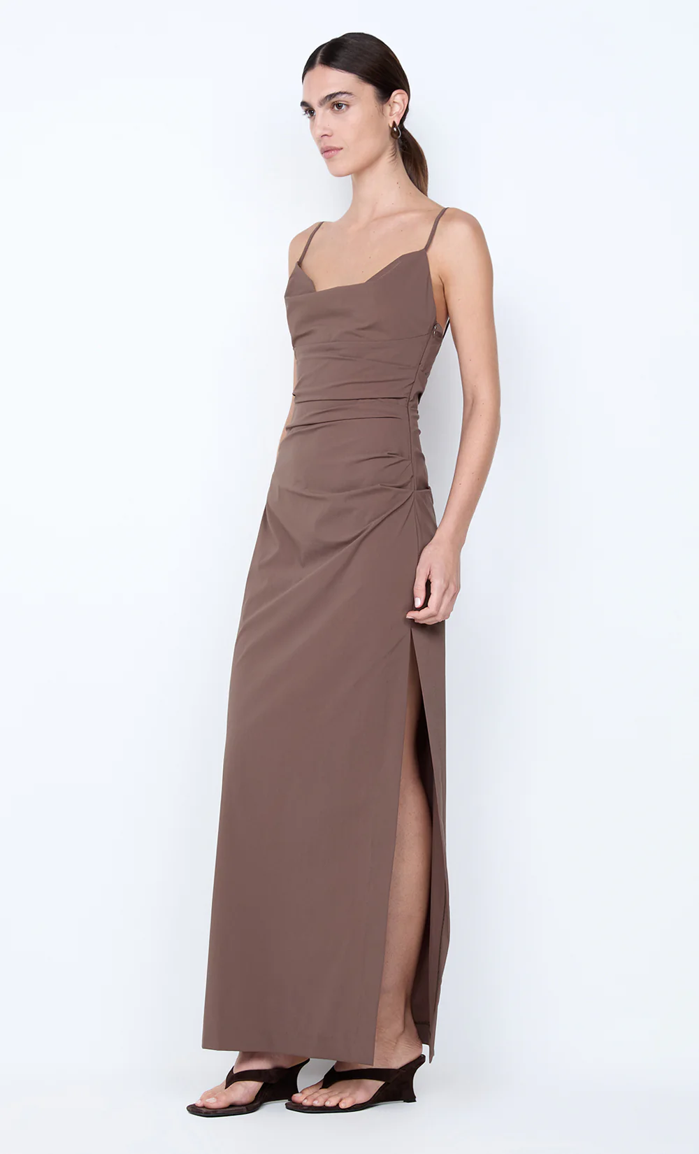 LYANA COWL NECK MAXI DRESS - MILK CHOCOLATE - Image 2