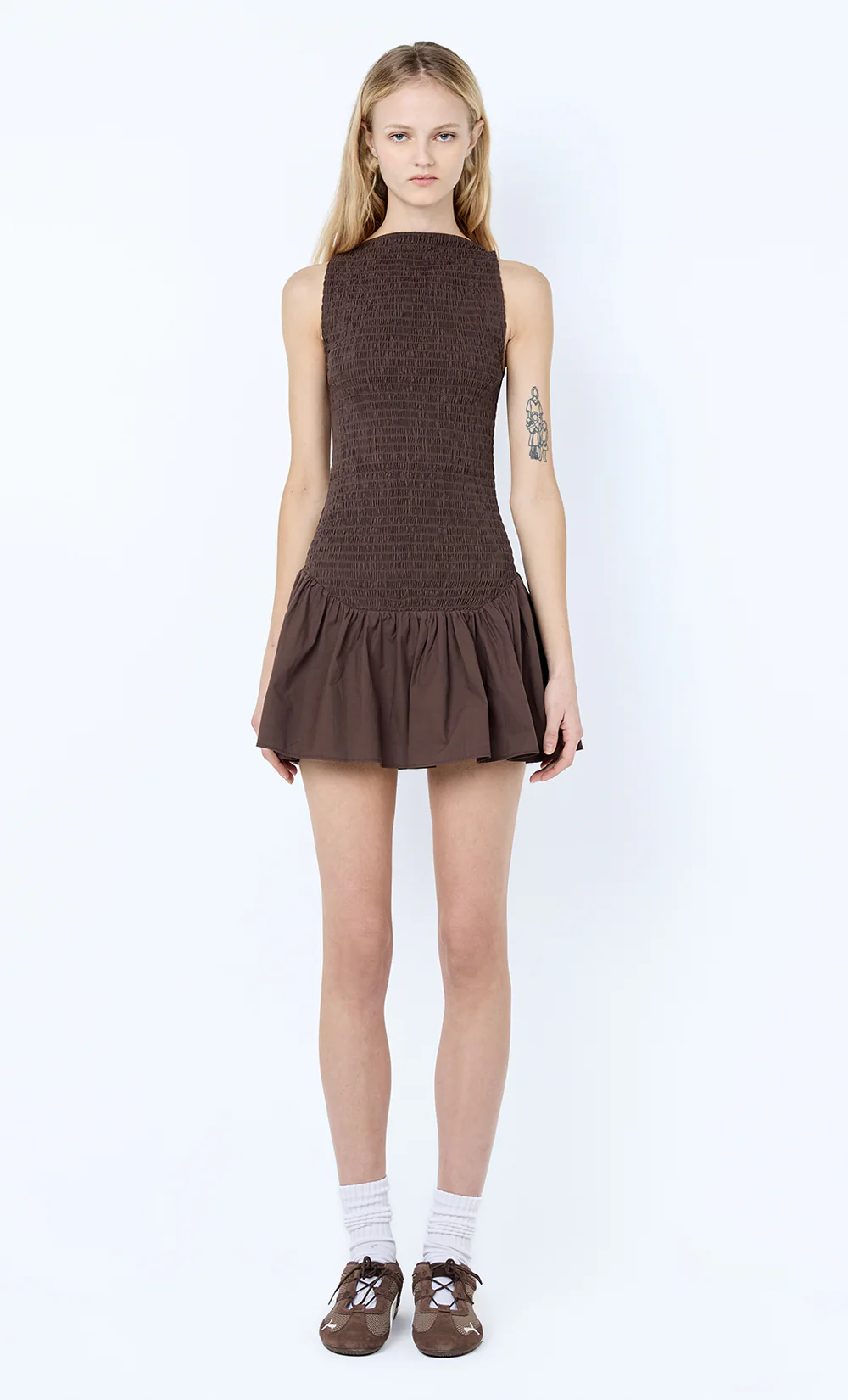 MARCELINE MINI DRESS - DARK CHOCOLATE