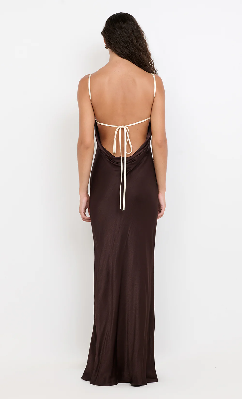 MARCY COWL NECK MAXI DRESS - DARK CHOC/SNOW - Image 4