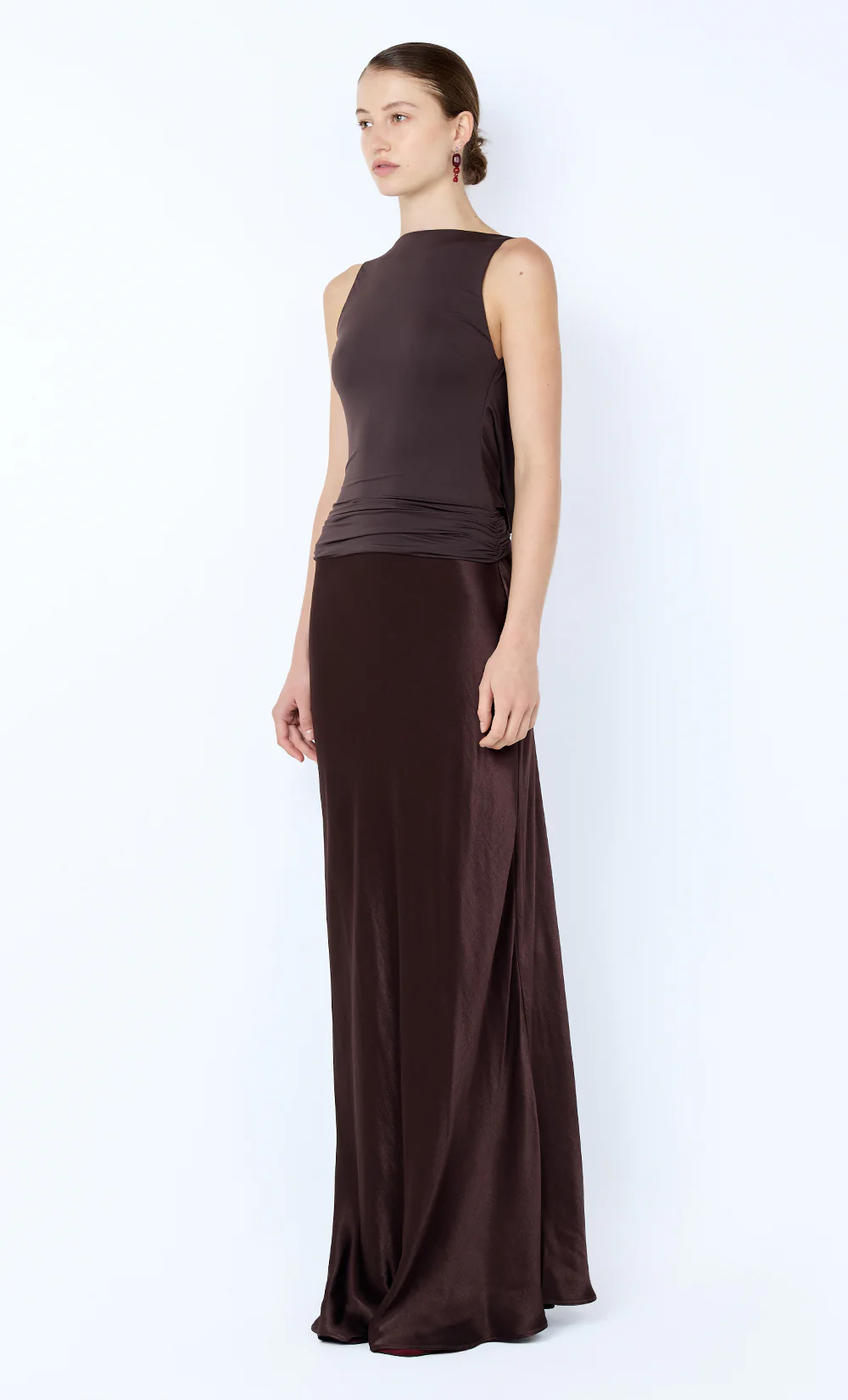 MIRABELLE COWL NECK MAXI DRESS - DARK CHOC/ESPRESSO - Image 3