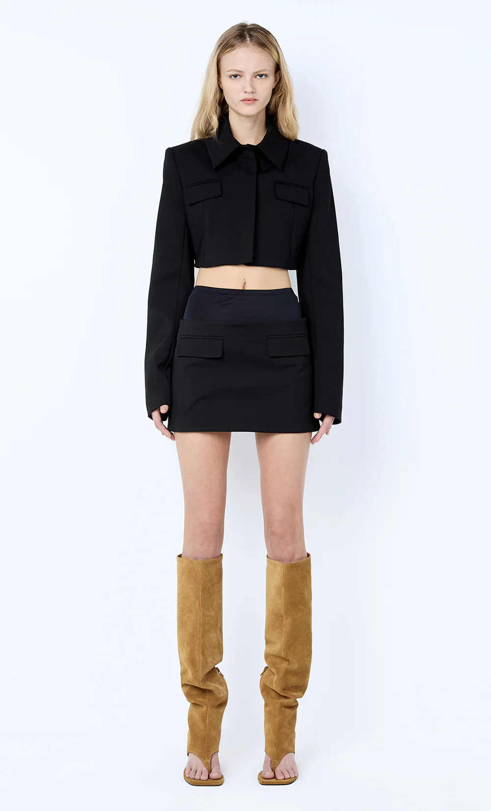 MIRREN CONTRAST MINI SKIRT - BLACK