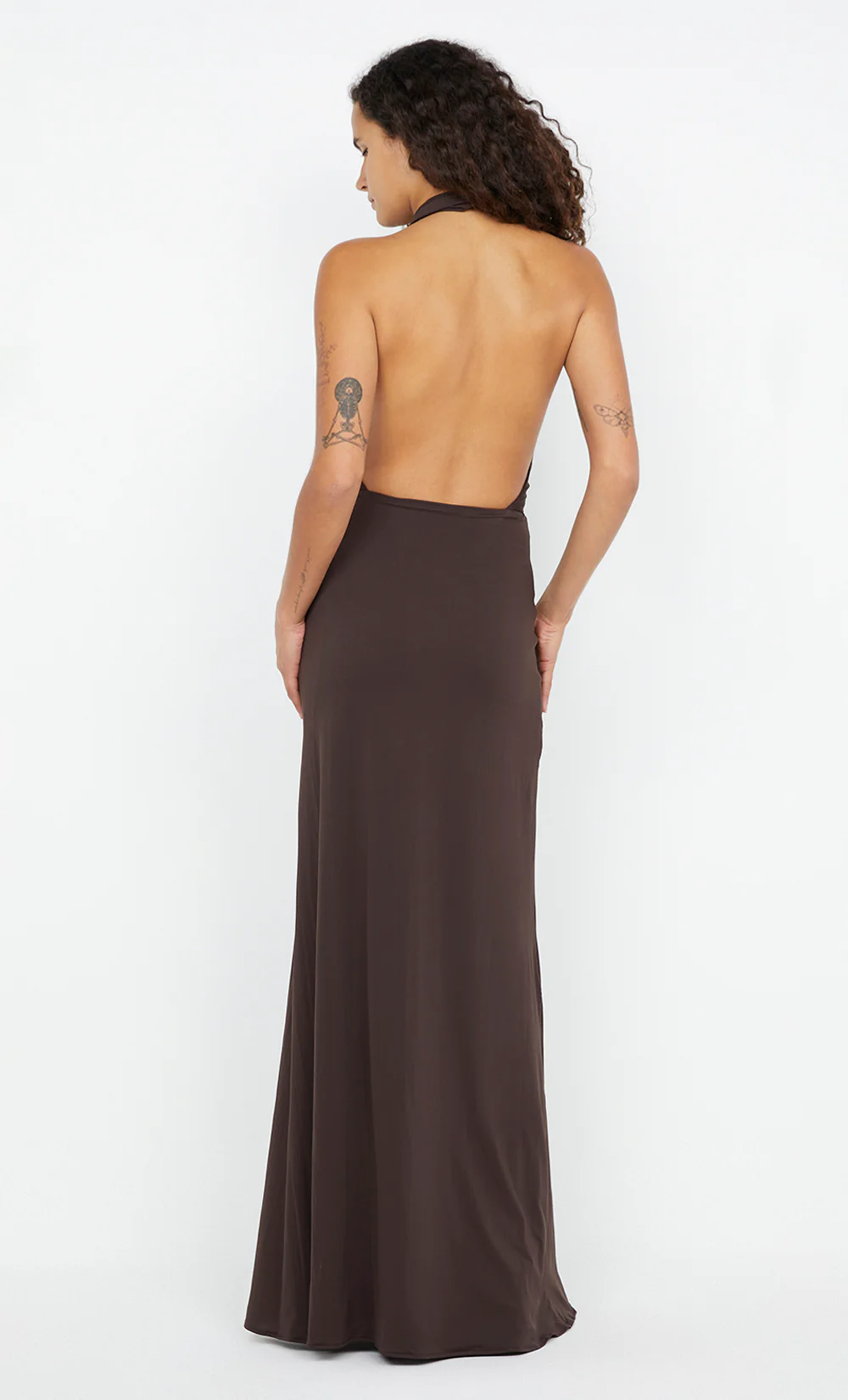 NESSIE COWL NECK MAXI DRESS - DARK CHOCOLATE - Image 2