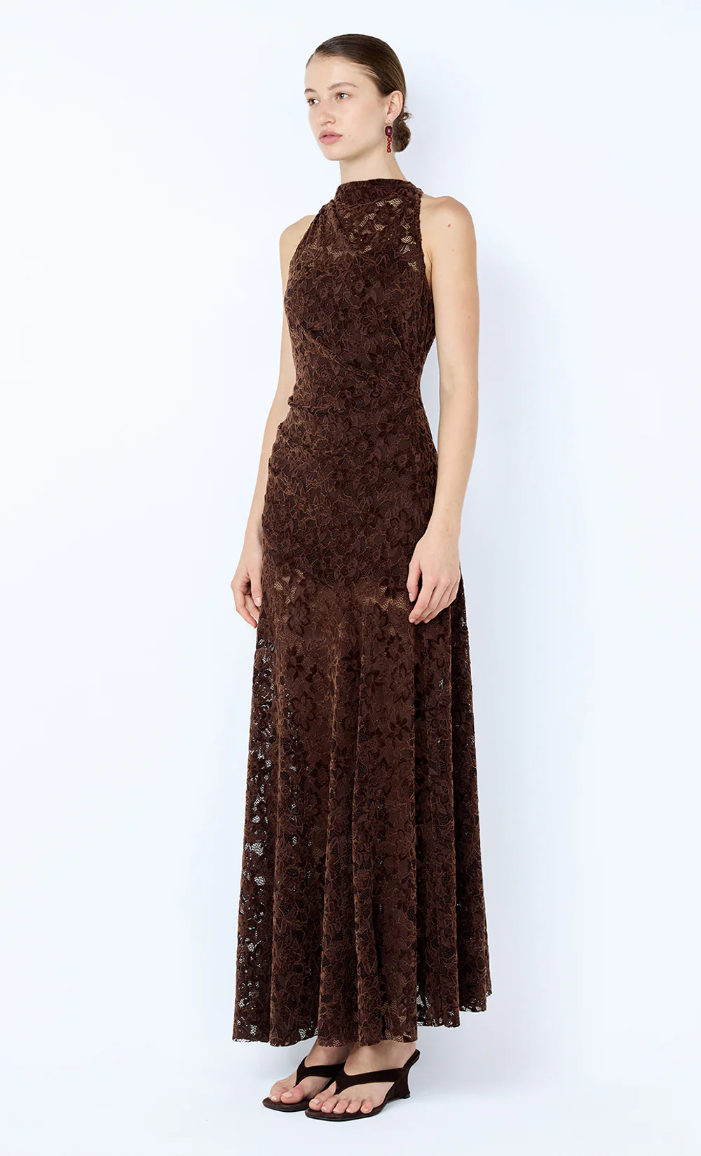 PAMELA HIGH NECK MAXI DRESS - CHOC - Image 2