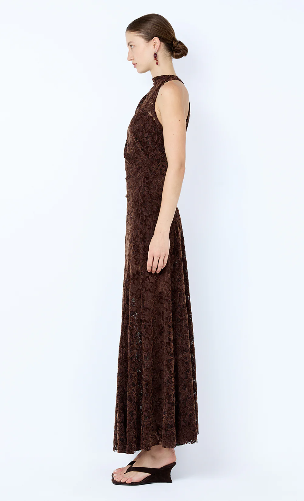 PAMELA HIGH NECK MAXI DRESS - CHOC - Image 4