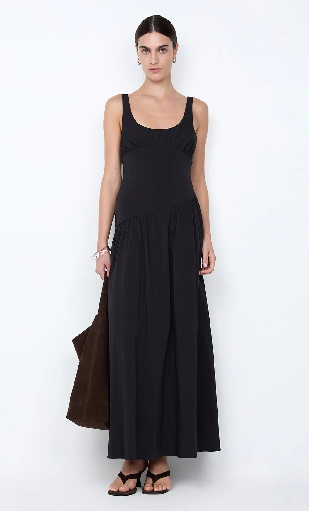 REID ASYM MAXI DRESS - BLACK - Image 4