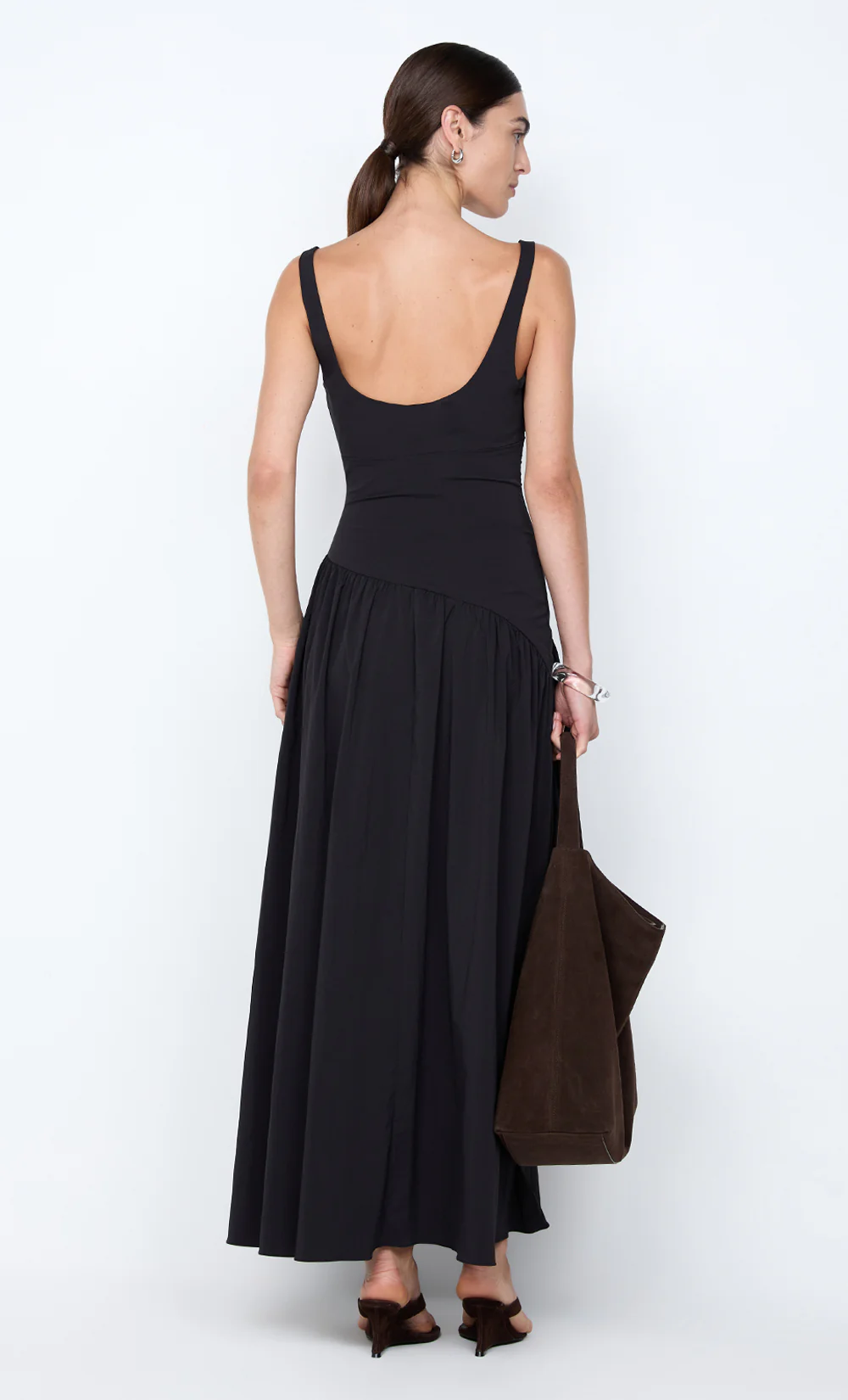REID ASYM MAXI DRESS - BLACK - Image 6
