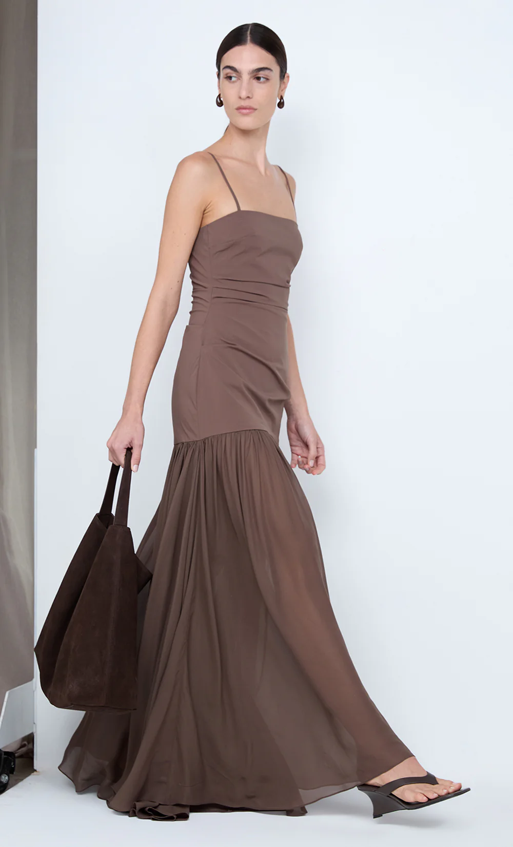 REID DROP WAIST MAXI DRESS - MILK CHOCOLATE - Image 3
