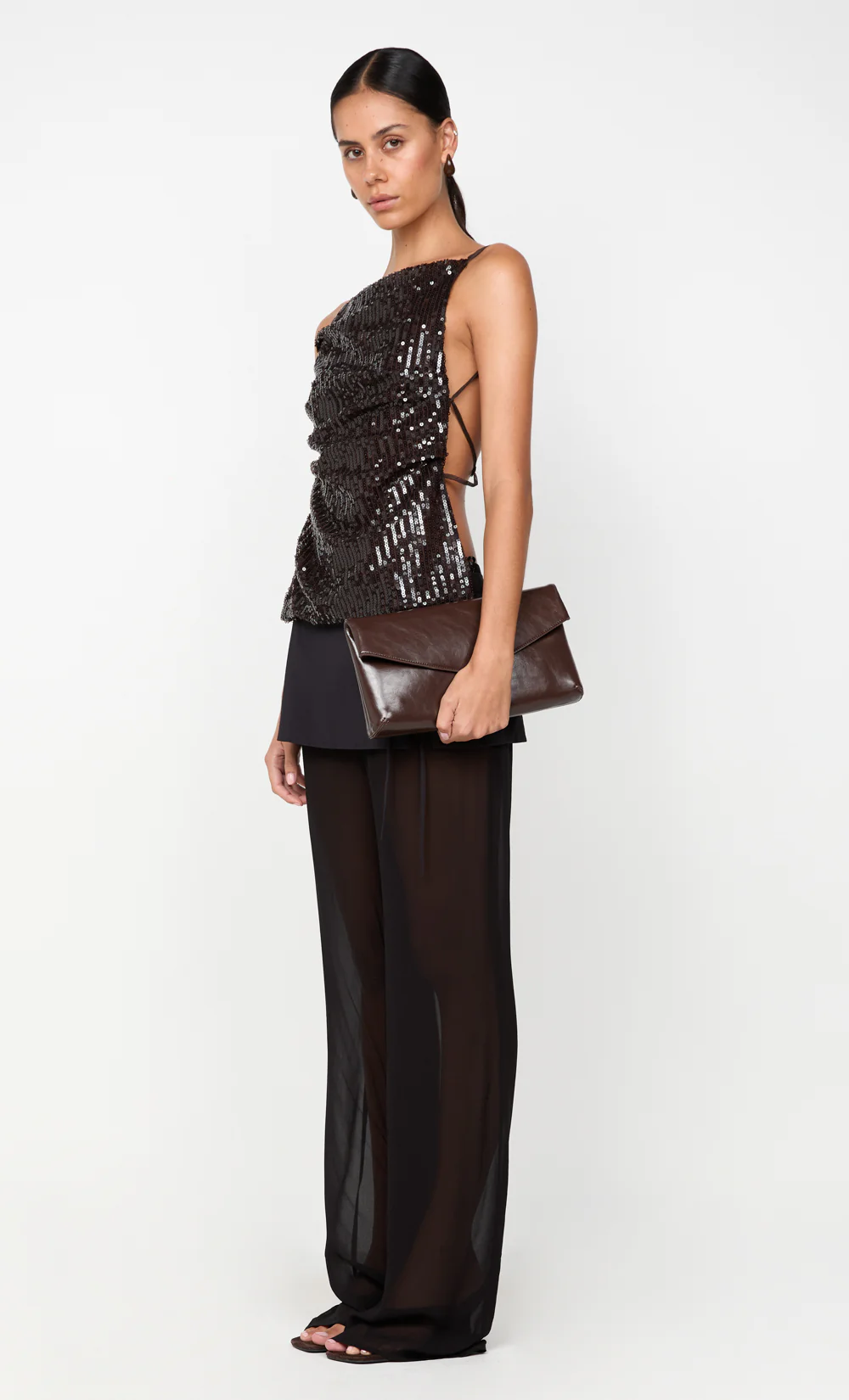 ROMILLY TIE TOP - DARK CHOCOLATE - Image 3
