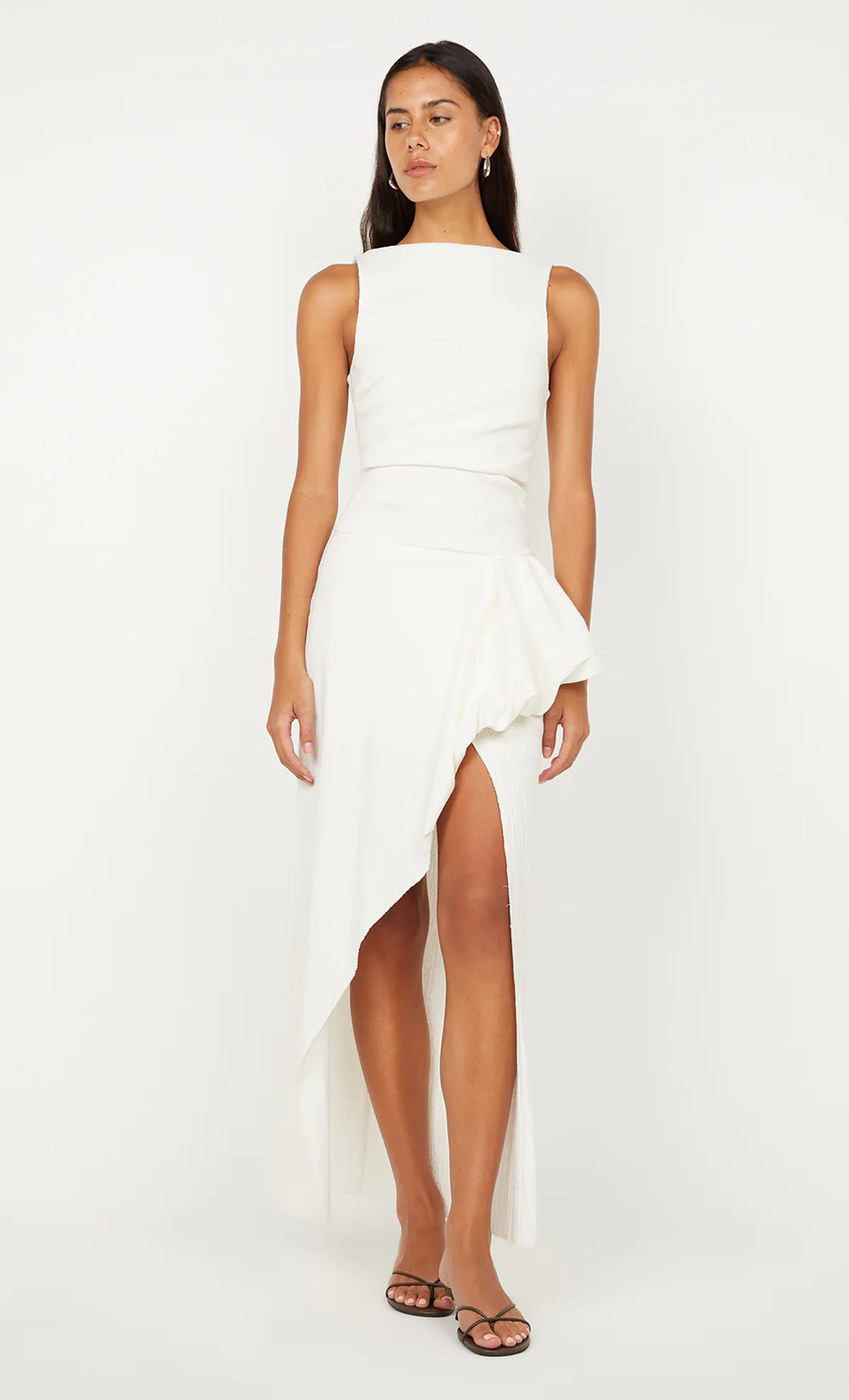 ROWENA ASYM DRESS - WHITE - Image 4