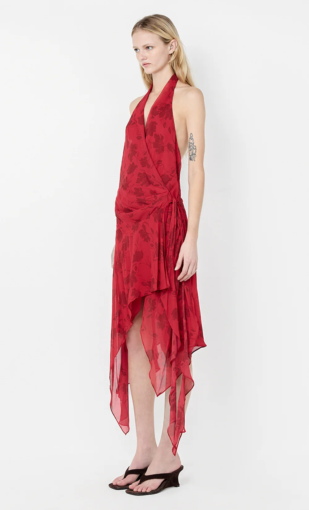 RUBY WRAP MIDI DRESS - CHERRY FLORAL - Image 3