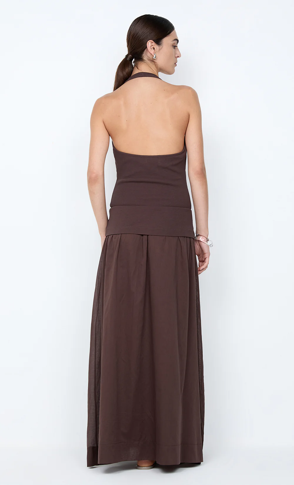 SABRINE HALTER MAXI DRESS - DARK CHOCOLATE - Image 4