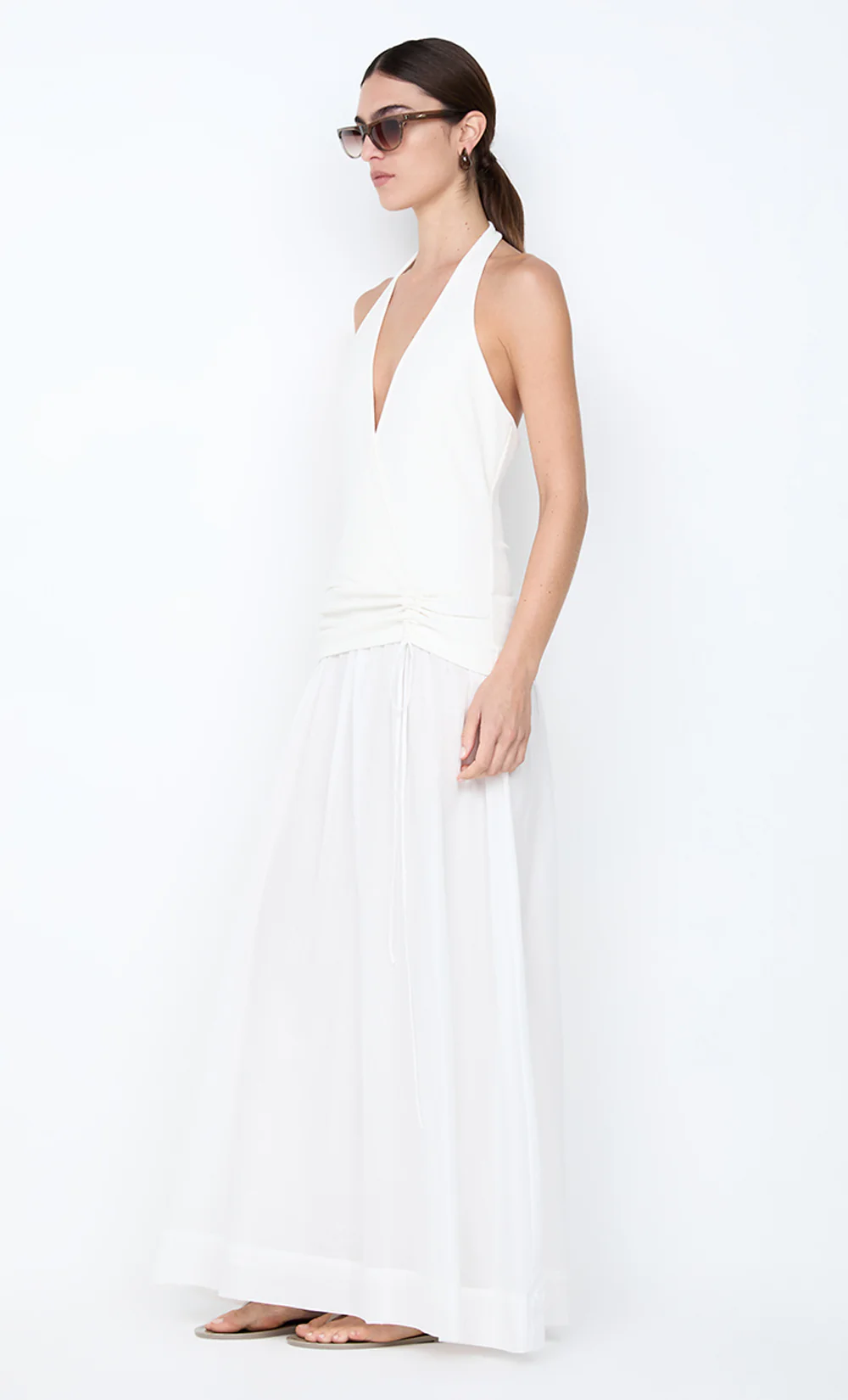 SABRINE HALTER MAXI DRESS - IVORY/WHITE - Image 4