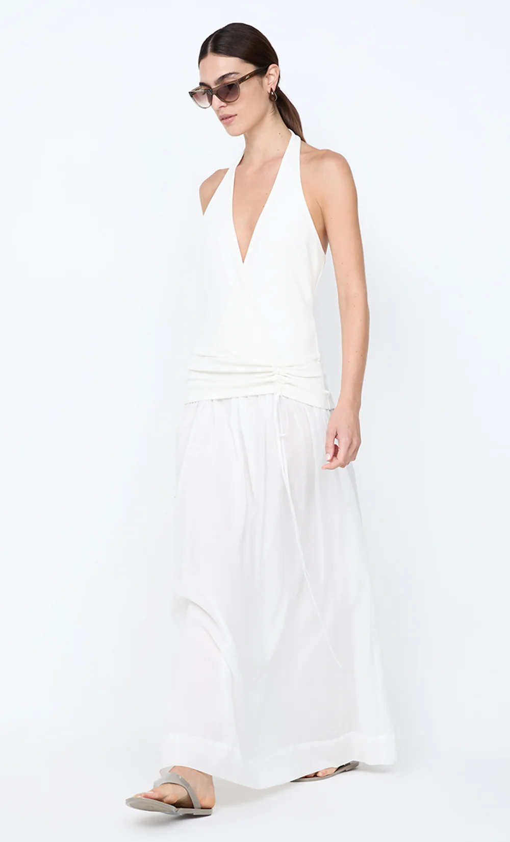 SABRINE HALTER MAXI DRESS - IVORY/WHITE - Image 7
