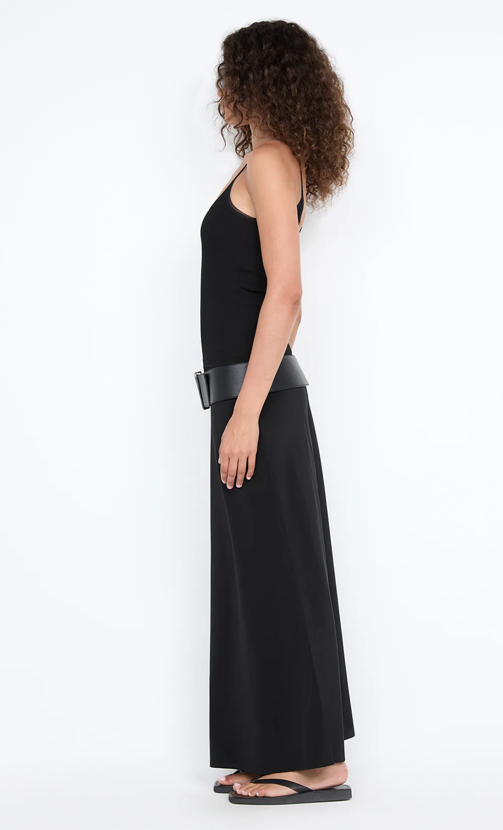 SILK BIAS MAXI SKIRT - BLACK - Image 3
