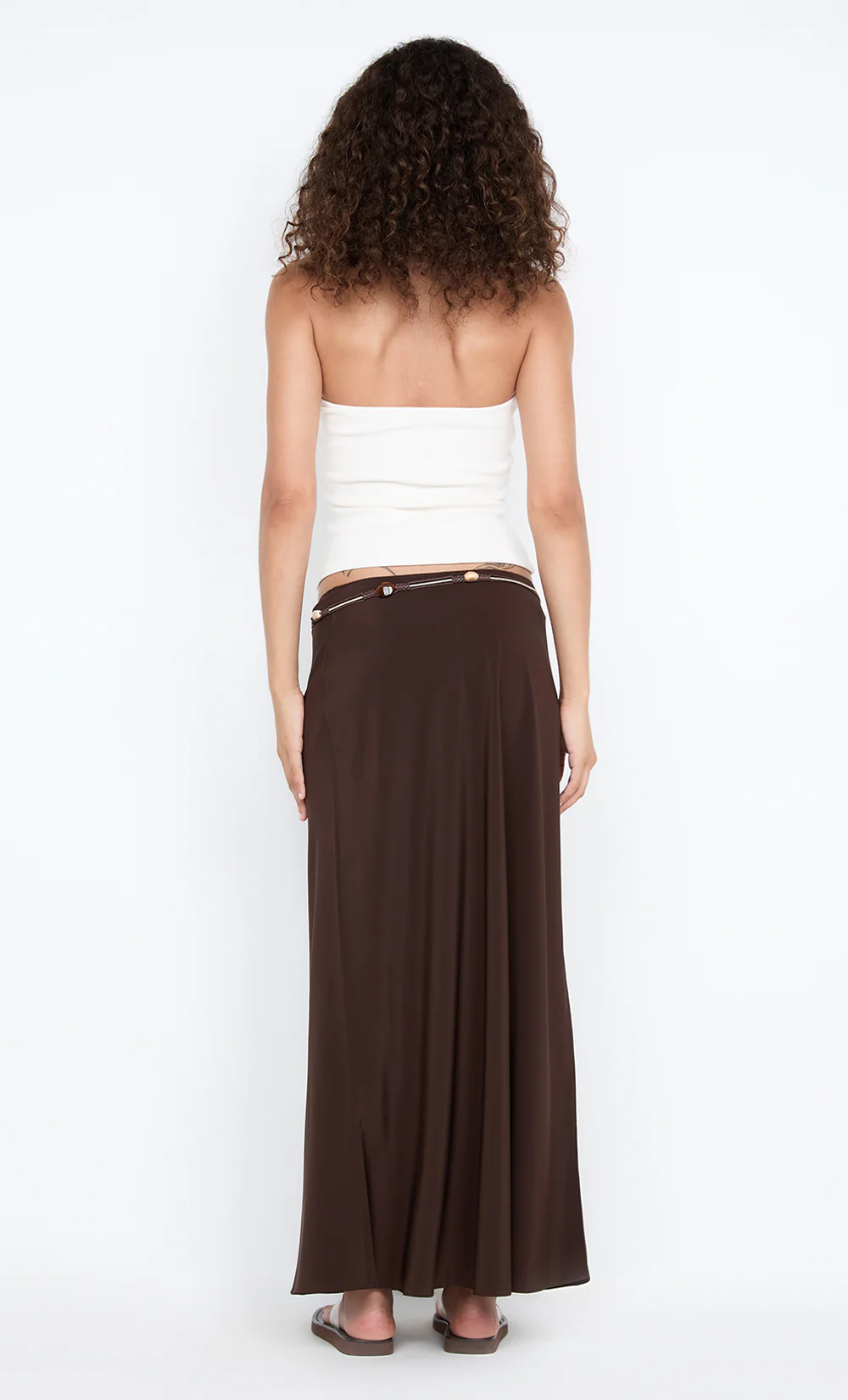 SILK BIAS MAXI SKIRT - CHOC - Image 4