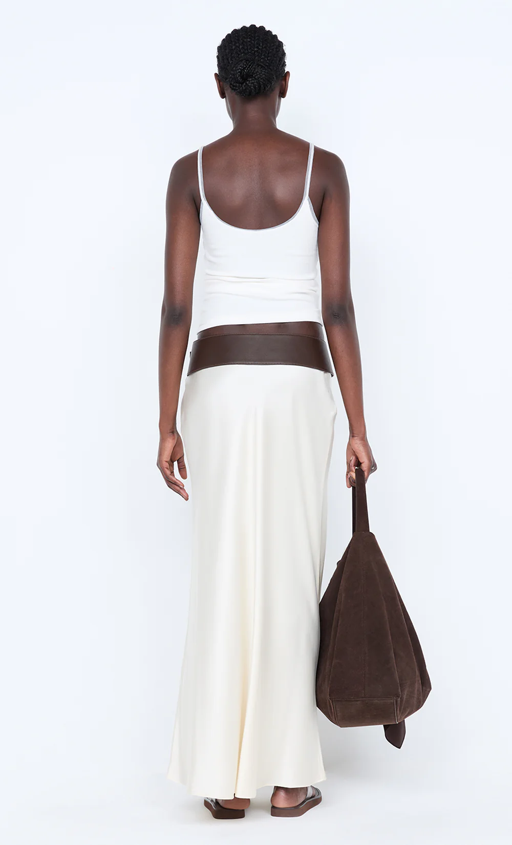 SILK BIAS MAXI SKIRT - CREAM - Image 4
