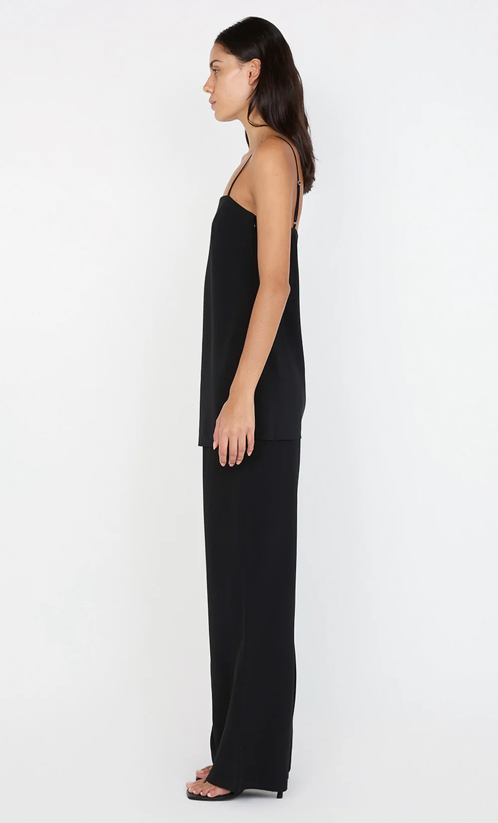 SILK LONG LINE CAMI - BLACK - Image 3