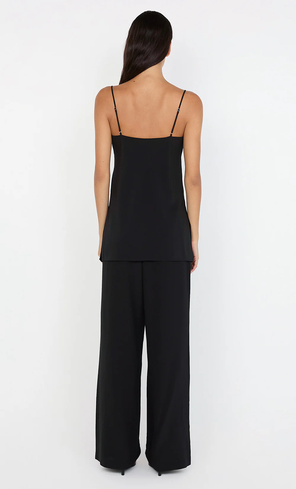 SILK LONG LINE CAMI - BLACK - Image 4