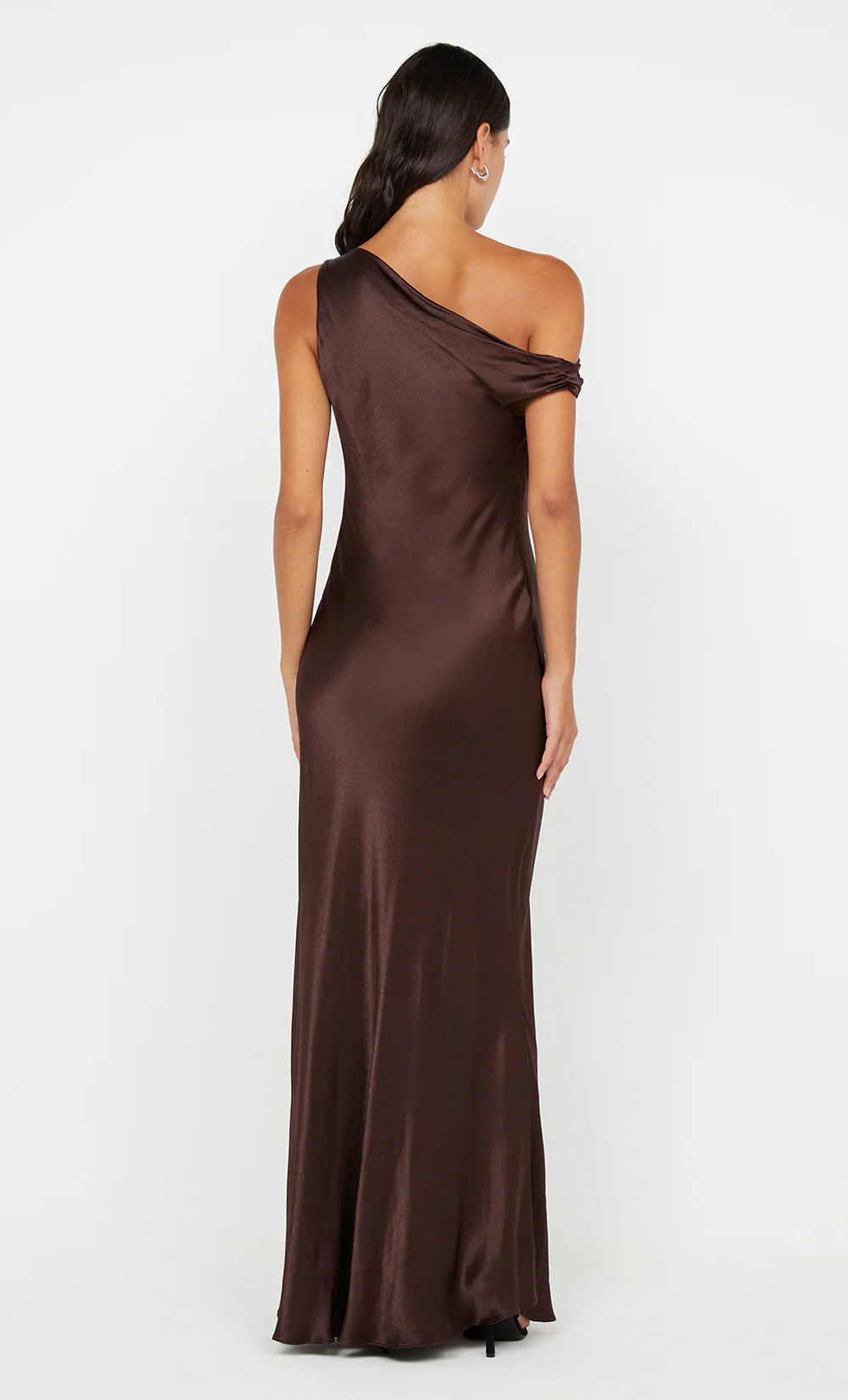 SOL ASYM DRESS - DARK CHOCOLATE - Image 3