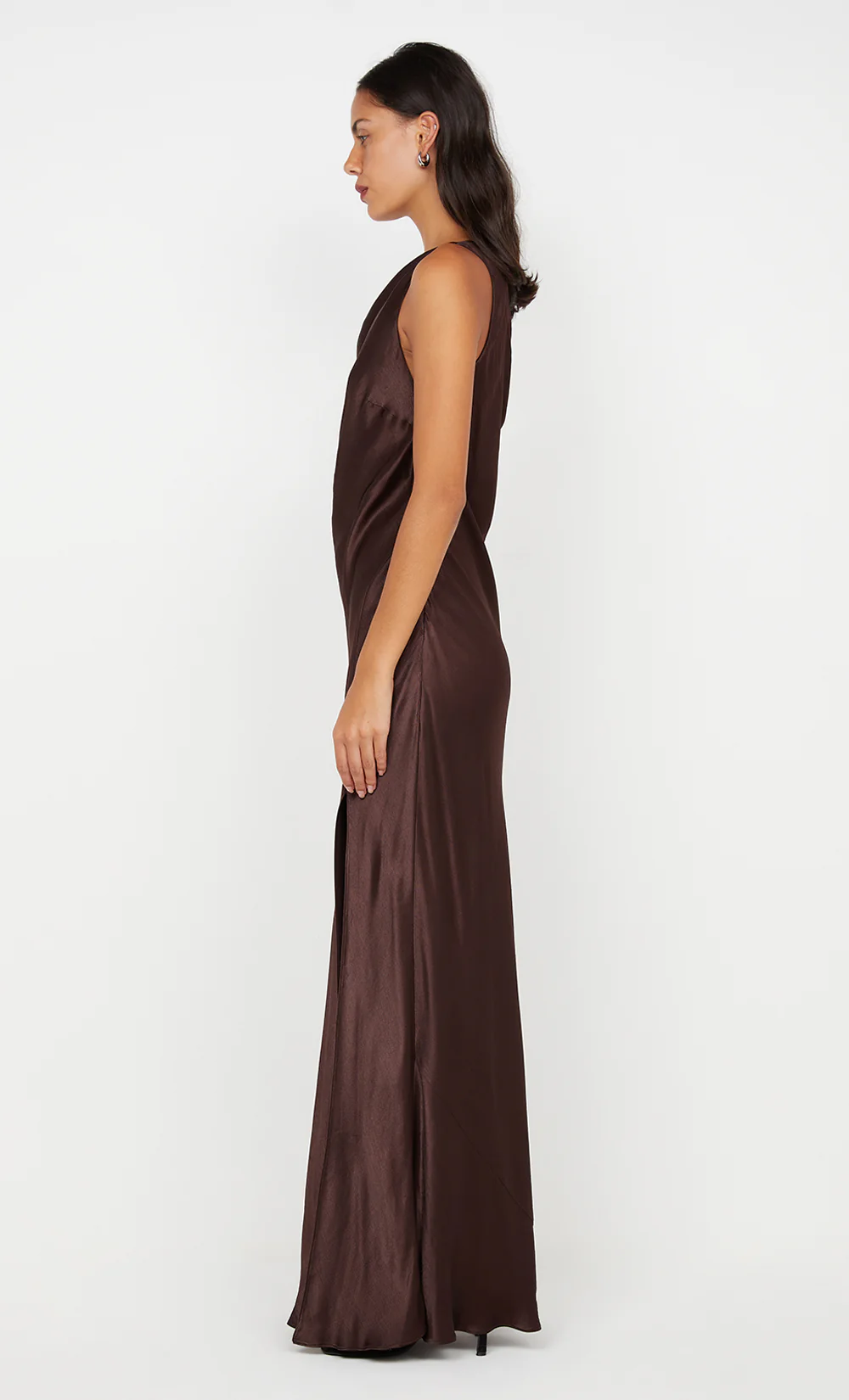SOL ASYM DRESS - DARK CHOCOLATE - Image 5