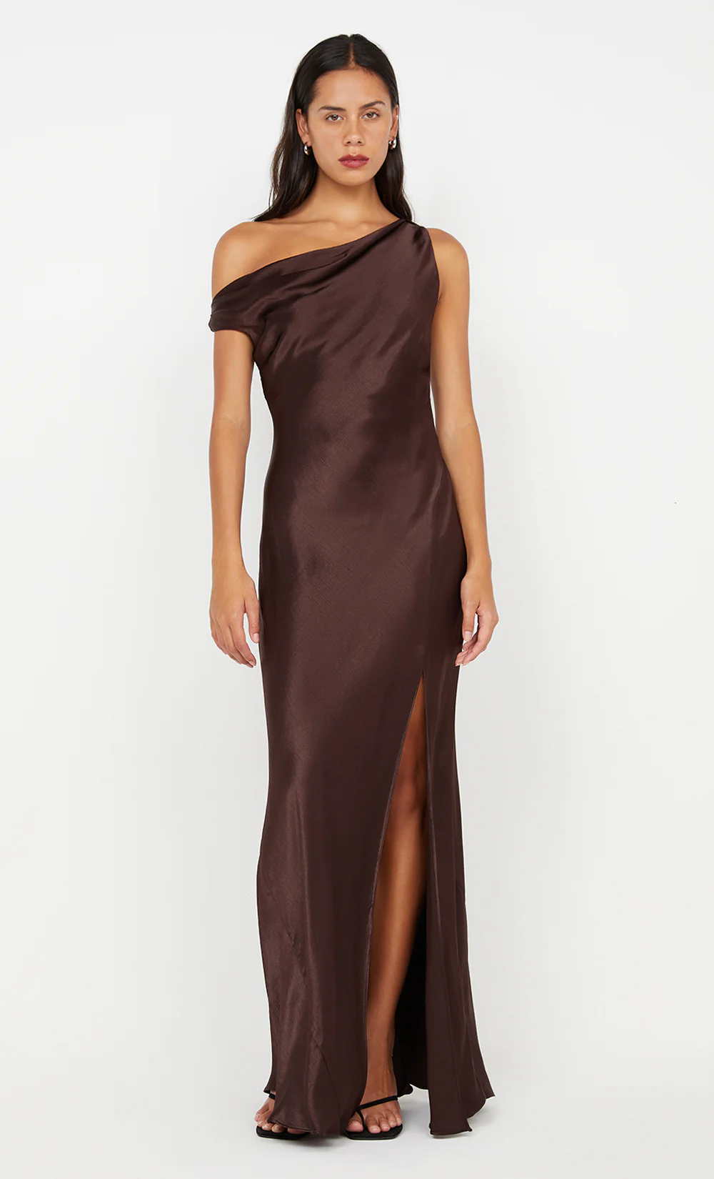 SOL ASYM DRESS - DARK CHOCOLATE - Image 6